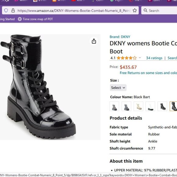 Brand NEW Designer DKNY Combat Boots Moto Boots Patent Leather Black BART 6.5 - Picture 2 of 16